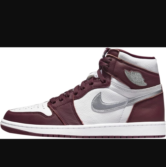 NIB AUTHENTIC Nike Men's Air Jordan 1 Retro High Bordeaux/White-metallic Silver - Picture 5 of 16